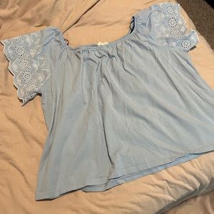 Light Blue Detailed Babydoll Top